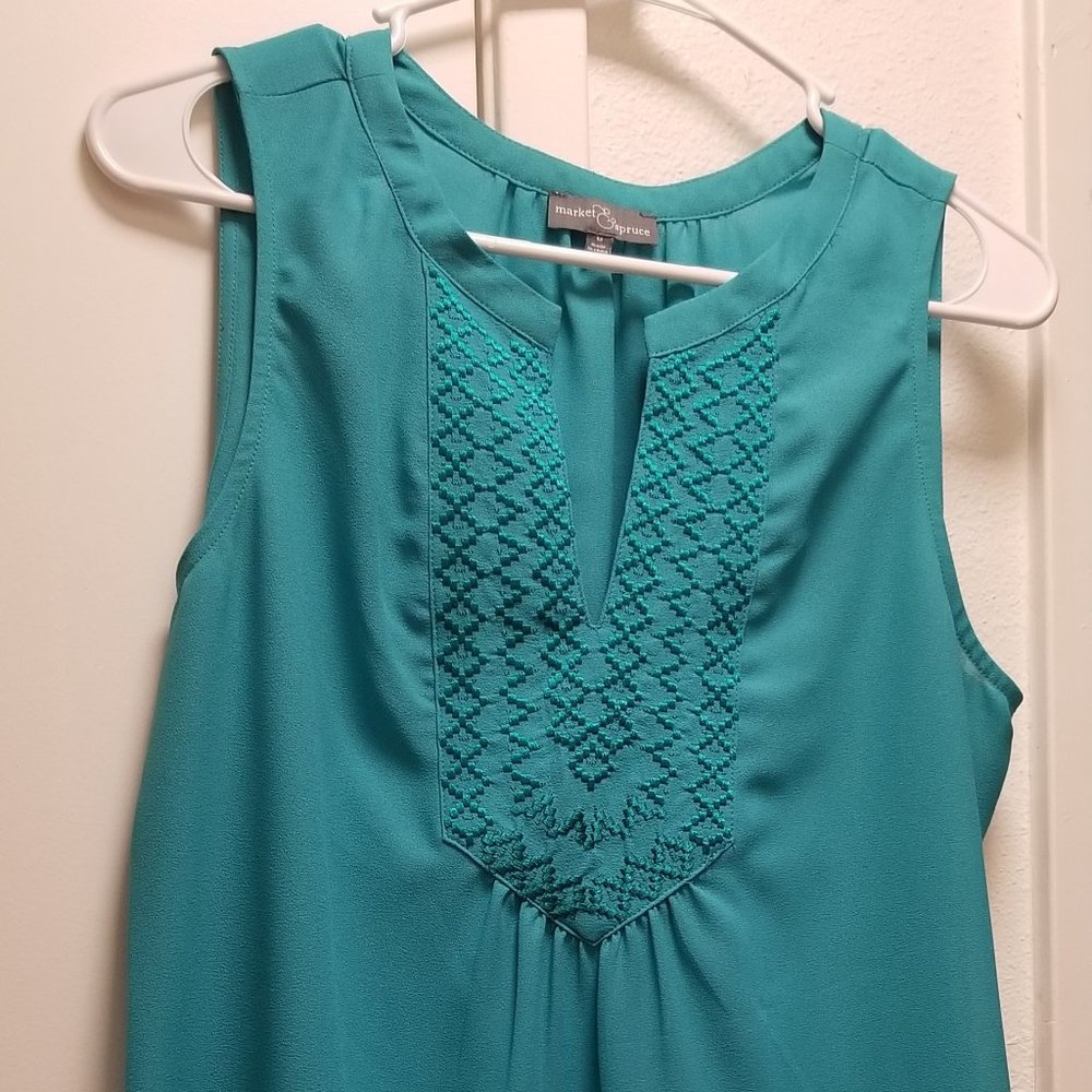 Market & Spruce Women's Teal Blouse Tank